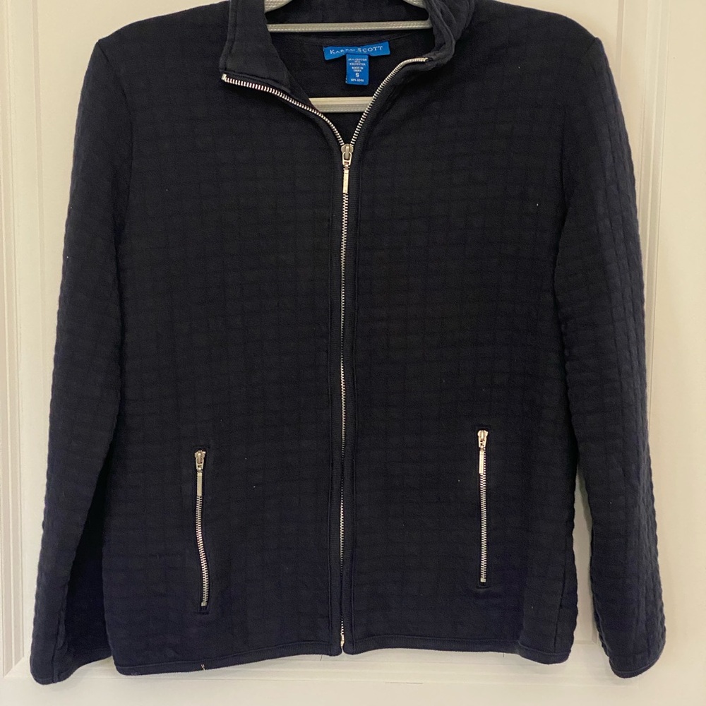 Karen Scott Blue Quilted Jacket